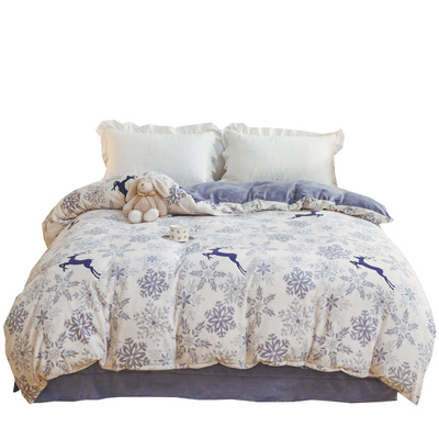 定制Aa类加厚牛奶绒被套加绒被罩