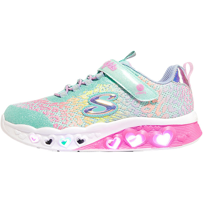 Skechers/斯凯奇正品时尚七彩闪灯女童魔术贴低帮休闲运动鞋