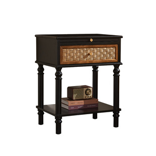 实木藤编床头柜现代简约卧室收纳储物柜小户型家用迷你小型置物柜