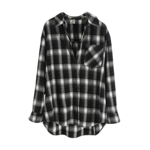 黑白格子衬衫女2026春秋新款加厚磨毛宽松慵懒风衬衣港风外套上衣