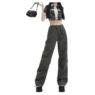 RTRX美式阔腿伞兵工装裤2024夏季抽绳绑带设计感宽松休闲潮酷薄款