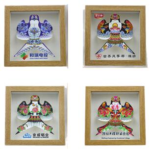 新款潍坊风筝工艺品礼盒木镜框沙燕特色观赏装饰伴手礼摆件订logo