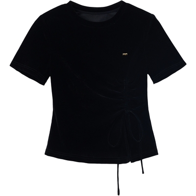 KBNE【商场同款】黑色T恤女今年流行爆款2025春新款设计感上衣