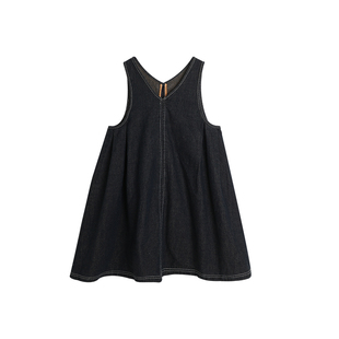 布丁哈鲁童装春装女童洋气裙子2026春夏季新款儿童牛仔背心连衣裙