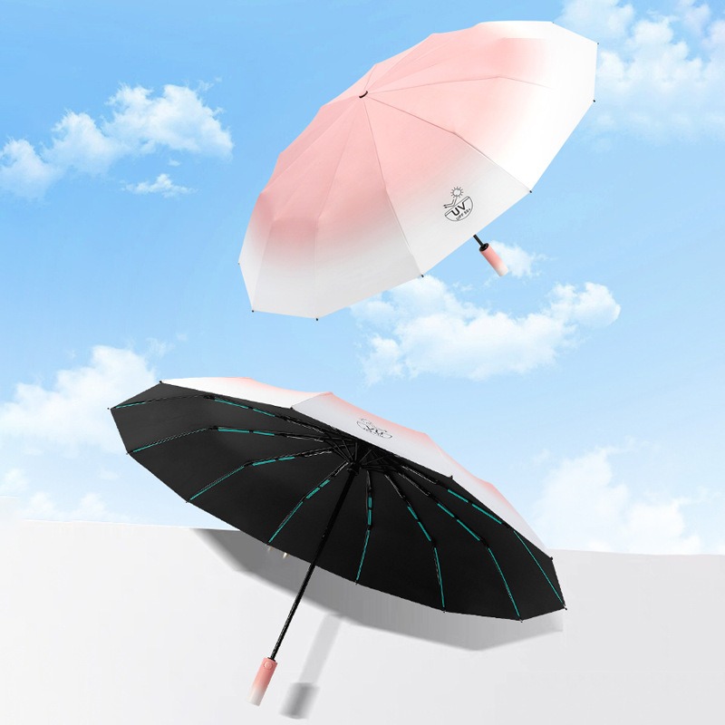 12骨自动太阳伞晴雨轻便便捷小巧雨伞遮阳伞渐变两用女士批发