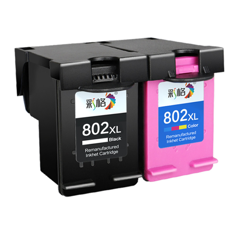 彩格适用惠普802墨盒HP1050 1010 1011 1000黑色可加墨1510 2050 2000彩色deskjet1101 1102打印机连供XL