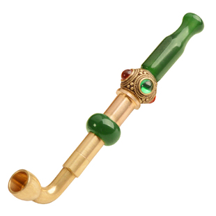 艾宝宝档玛瑙嘴黄铜锅烟斗烟具老式传统旱烟袋锅三用过滤锅叶子锅