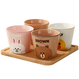 LINE FRIENDS布朗熊陶瓷功夫茶杯礼盒装马克杯喝茶水杯子咖啡杯