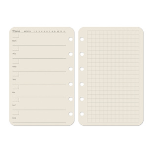A7内页活页本替换内芯活页纸周计划月计划方格空白横线点阵记账本