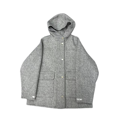 韩系连帽双面羊绒大衣中长款