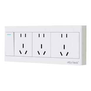 明装右一开十五孔开关插座面板家用单/双控带10孔墙壁二三插面板