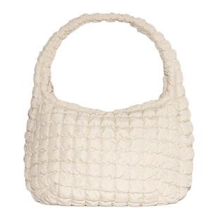 褶皱云朵包包女2024夏季新款大容量羽绒大包单肩斜挎绗缝纹托特包