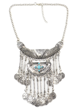 复古民族风钱币流苏吊坠少数项链