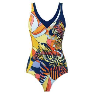 BE范德安2025新款爆款大码连体泳衣女高级印花温泉度假竞速游泳衣