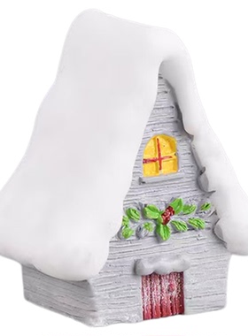 圣诞节雪景房子卡通雪屋树脂摆件