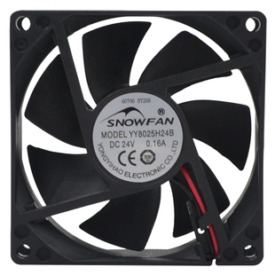 SNOWFAN YY8025H24B 8025双滚珠8厘米直流24V工业设备散热风扇
