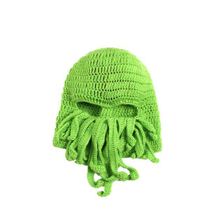 圣诞节搞怪个性蒙面章鱼帽男女抖音搞笑头套针织毛线胡子帽拍照潮