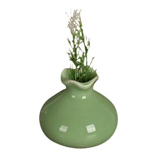 精品青瓷折口小花瓶创意桌面摆件陶瓷时尚小花器家居装饰花插花器