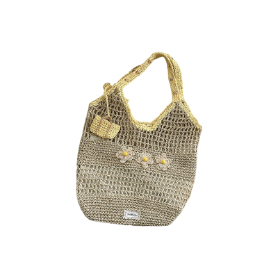 thefifthmoon清新镂空编织感草编时尚ins花花大容量单肩包随性