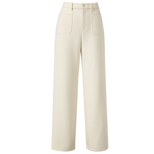 毛呢白色阔腿裤女2025新款秋冬加厚羊毛直筒裤黄色高级感休闲裤子