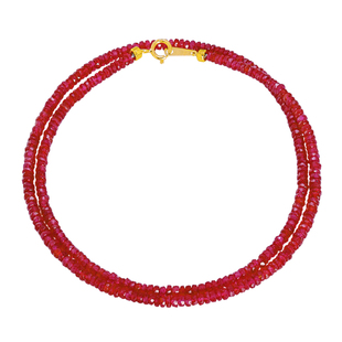 若华珠宝景天=鸽血红宝石项链女18K金吊坠彩宝串珠项链母亲节礼物