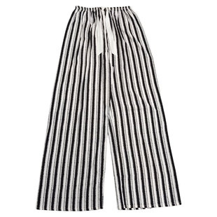 高腰直筒休闲裤 绵绸印花九分裤加长长裤休闲裤轻薄凉爽 女GC209