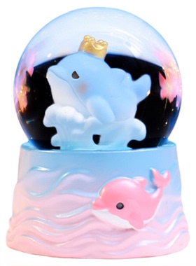 迷你蓝色海豚水晶球05