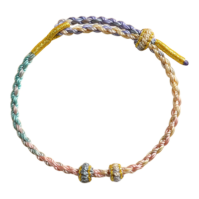 可穿黄金手工编绳儿童宝宝红绳穿珠diy转运珠手绳编织手链半成品