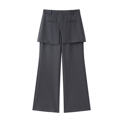 灰色时尚假两件垂感西裤