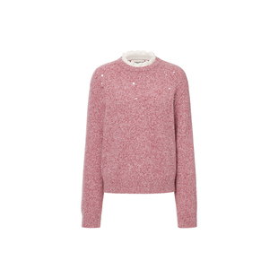 【马上有戏】VGRASS26早春新款山羊绒混纺手工钉珠粉红色套头针织