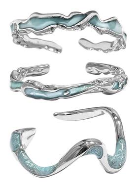 冰川蓝焰独特熔岩戒指