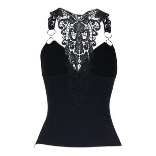 Wannathis暗黑系哥特蕾丝吊带亚文化黑色性感上衣亚比y2k辣妹背心