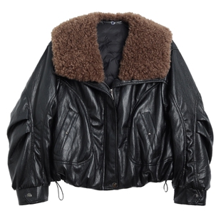 CanterKitten正品海宁真皮皮衣女短款毛领加绒绵羊皮夹克羽绒外套