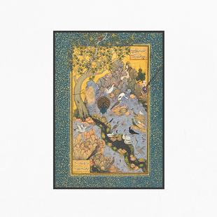 波斯细密画伊朗阿拉伯印度土耳其风情餐厅复古装饰画卧室书房挂画