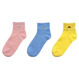 FSTPS CAKE系列 袜子纯棉可爱卡通刺绣袜子日系甜美中筒袜堆堆袜