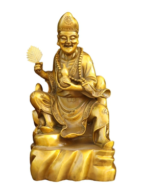 纯黄铜活佛济公铜像摆件