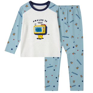 英博伦儿童内衣套装保暖秋冬纯棉大童男童秋衣秋裤厚款棉毛衫睡衣