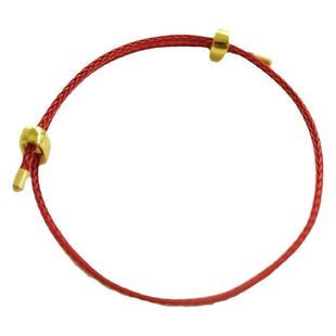 2025新细款转运珠手绳小孔可调节穿3d硬金黄金编织红绳钢丝绳手链