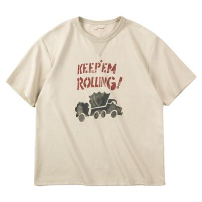 马登工装美式复古字母印花短袖男