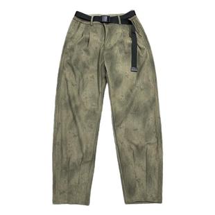 灯芯绒休闲裤子男2025秋冬新款潮流哈伦裤宽松腰带设计平绒萝卜裤