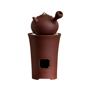 中式手工白泥炭炉风炉工夫两用茶炉侧把砂铫壶老式煮茶炉烧水碳炉