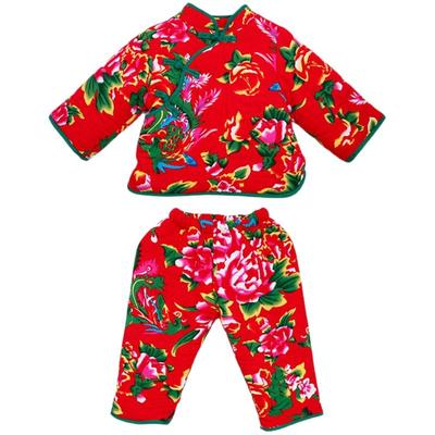 儿童东北大花布棉袄男过新年拜年