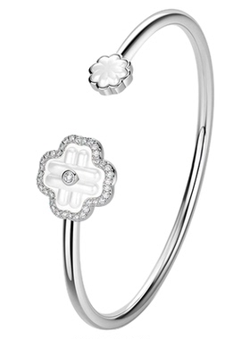 EGEM意境锦上四叶草手镯女S925纯银活口手饰手环手链原创高级小众