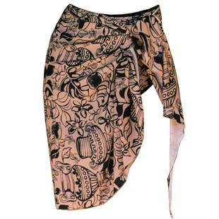 visual mood复古高级遮肚显瘦印花系带海边沙滩温泉度假半身裙女