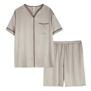 轩靓冰丝睡衣男士夏天薄款短袖夏季仿真丝绸套头大码家居服套装