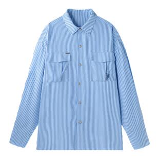 BJHG不计后果条纹衬衫外套男女款春季美式宽松休闲慵懒风情侣衬衣