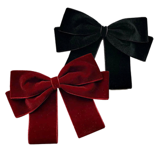 丝绒蝴蝶结胸针黑色蝴蝶结衣服配饰大号酒红色学院风领结别针装饰