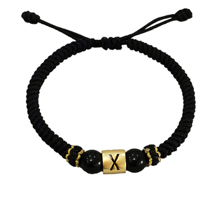 纯银字母自编头发青丝手绳手链男女diy材料金刚结周家同款转运珠