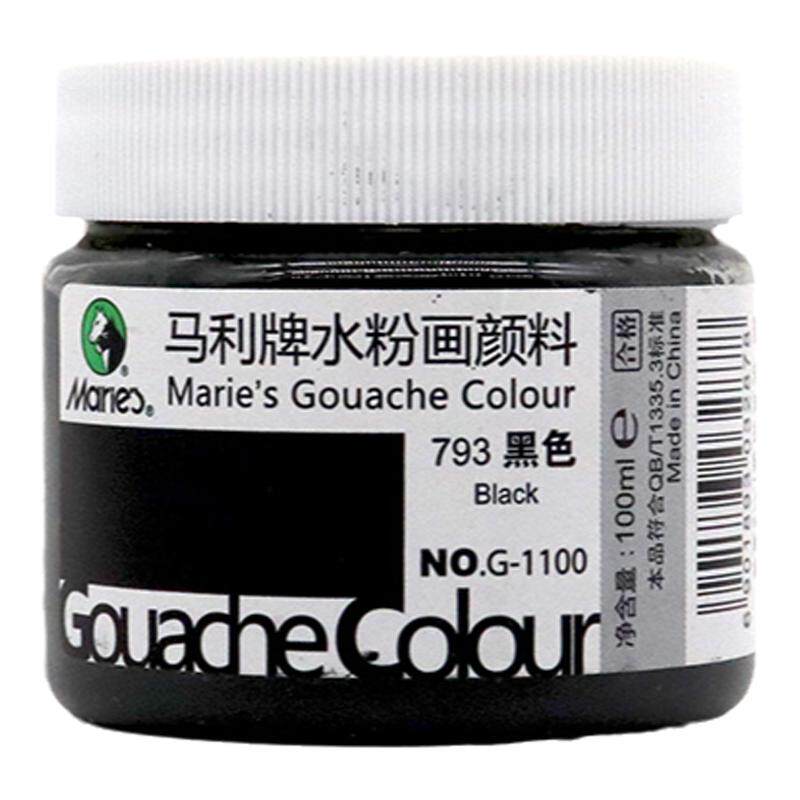 马利牌水粉画颜料100ml 学生儿童初学者幼儿园白色美术绘画大瓶装