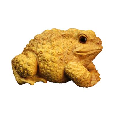 黄杨木雕文玩金蟾手把招财进宝